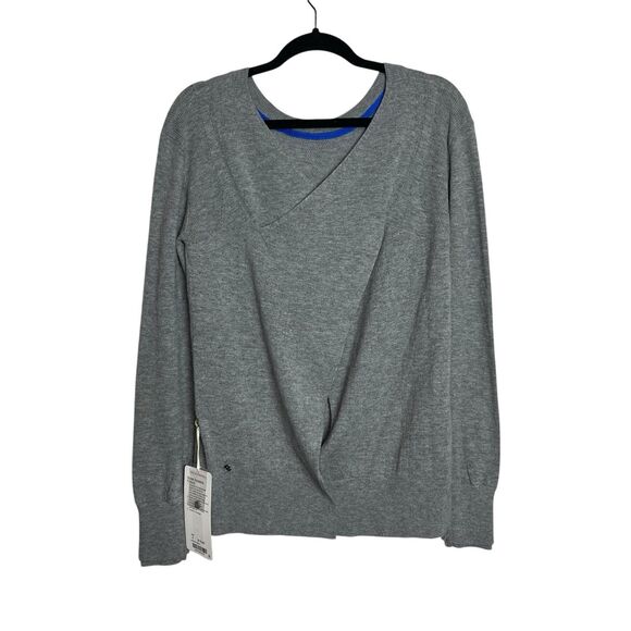 Lululemon Sunset Savasana Sweater Womens 8 Gray Merino Wool Open Back Pullover - Picture 11 of 14